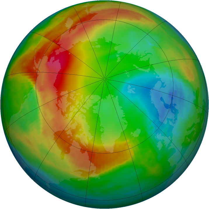 Arctic ozone map for 25 January 1989